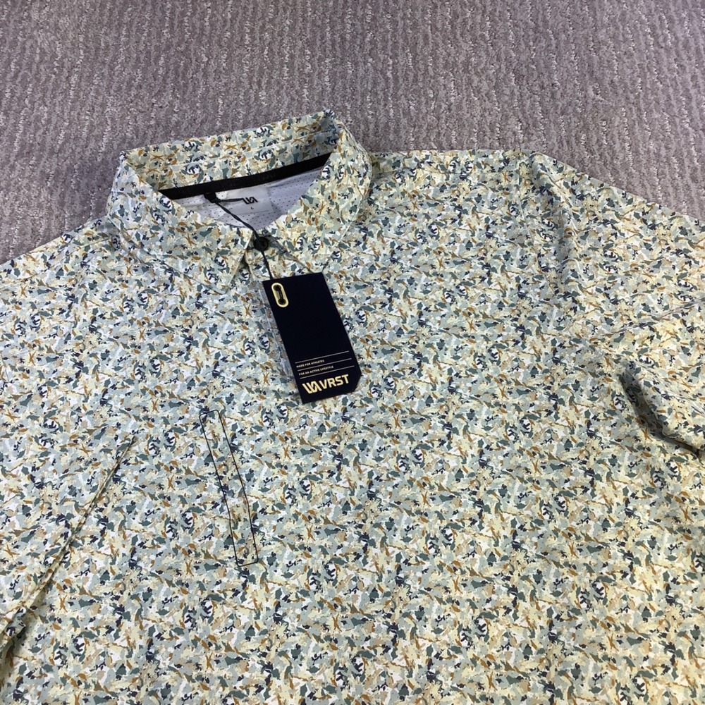 VRST Mens Pivot Golf Polo Shirt Relaxed Camo Pure White Size Large NWT